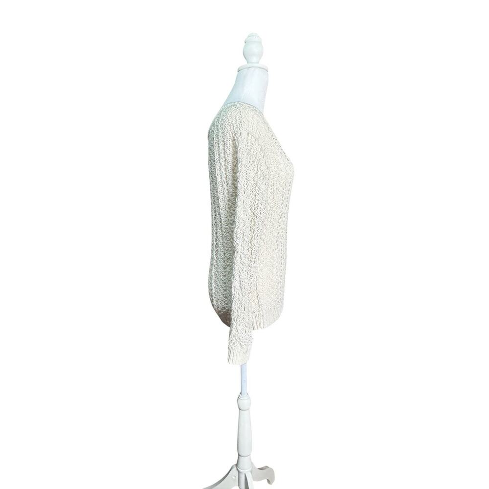American Eagle Womens Ivory Open Knit Sweater Slouchy Boho Minimalist Y2K Sz M - Picture 4 of 6